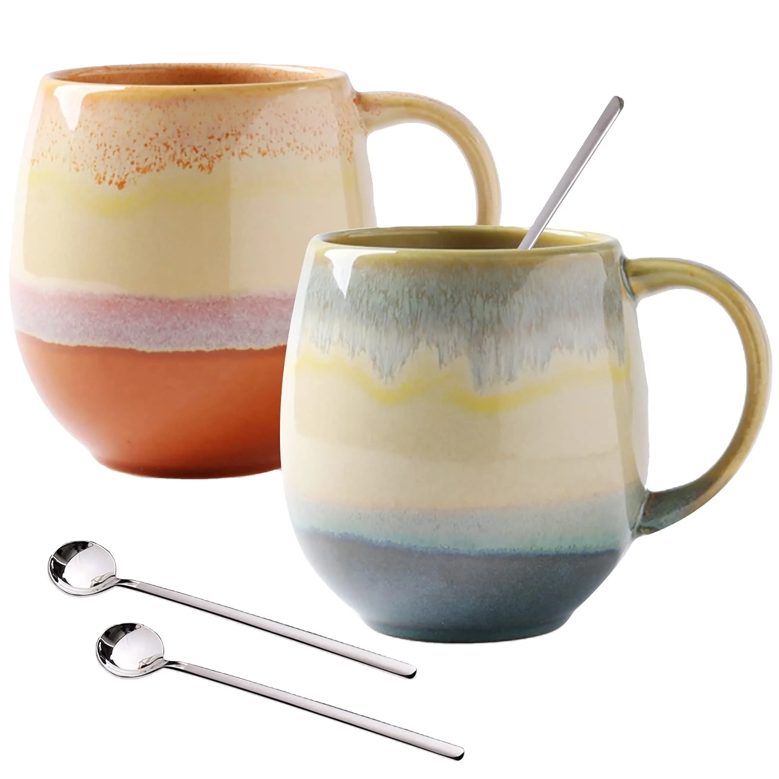 Simple Gradient Color Mug Office Ceramic Coffee Milk Handle Mug Embossed Couple Drinking Oats Cup Water juice Teacup