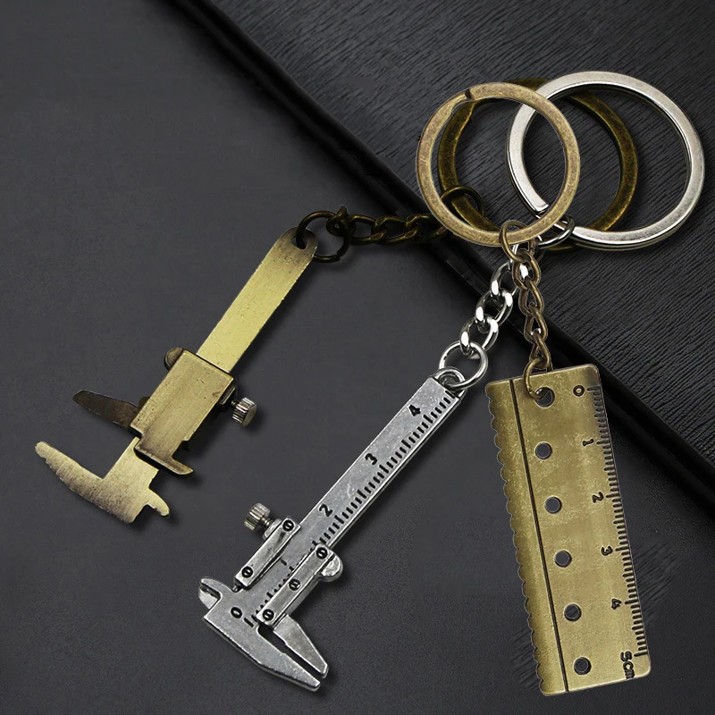 Vintage 0-40mm Mini Vernier Calipers Keychain For Women Men Portable Measuring Tools Zinc Alloy Key Rings Car Bag Ornament Gift