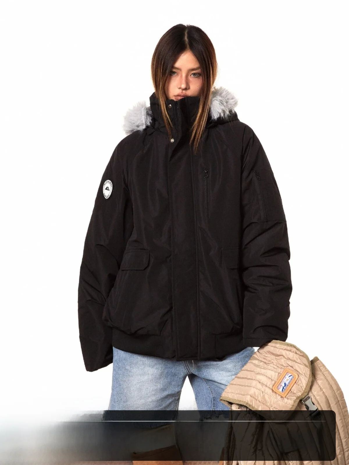 Blackbb American Style Outdoor Jacket Removable Fur Collar Cotton Workwear for Men And Women Winter Retro Outerwear