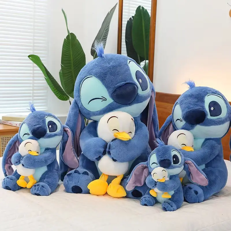 

32cm42cm in stock Miniso Lilo&Stitch Stitch Duck Hugging Plush Toy Stitch Large Doll Soothing Doll Home Decoration Birthday Gift