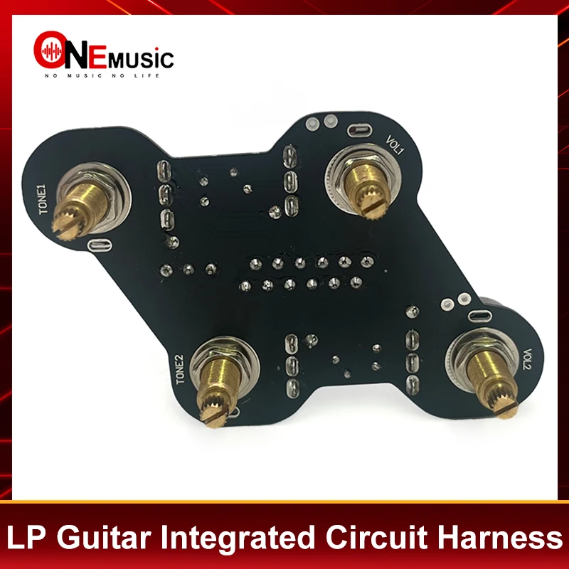 Integrierter Schaltkreis Gitarrenkabelbaum 2T2V für LP-Style Gitarre Plug-and-Play 500K Messing Langschaft-Potentiometer und 223J-Kappe