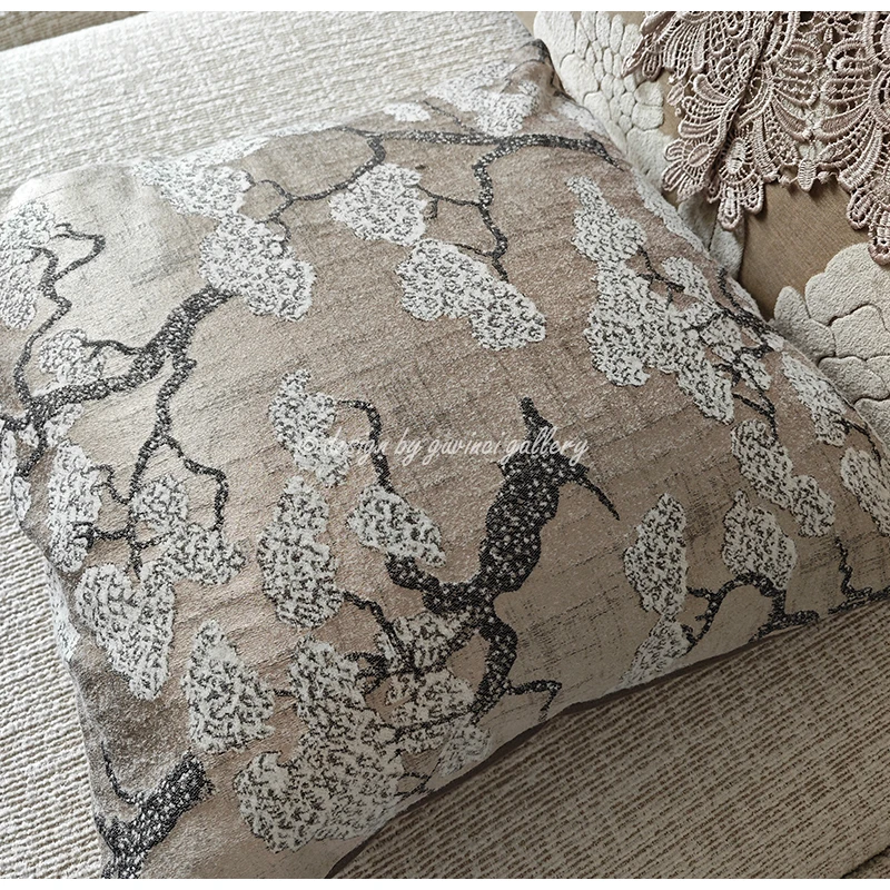 GUVINCI Rustic Brown Tree Branch Jacquard Pillow Cases Majestic Trees Grasscloth Decorative Cushion Cover Fantastic Home Decor
