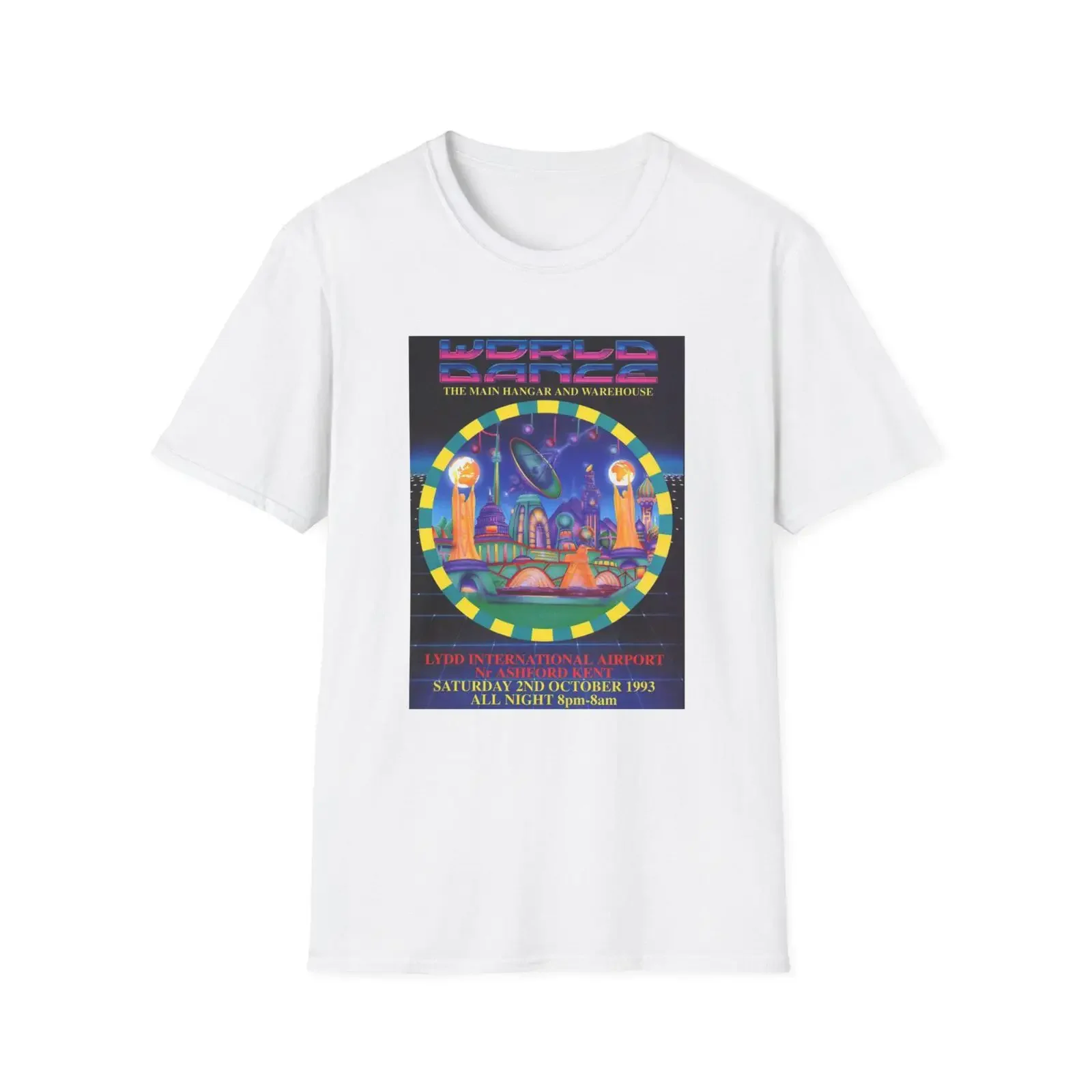 Retro Rave T Shirt Ibiza DJ World Dance Festival vintage Washed Casual Stretched Comfortable Unisex Versatile homme Slightly