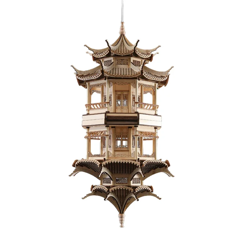 New Chinese-style solid wood ancient building octagonal pavilion decorative ornaments study living room porch hotel courtyard