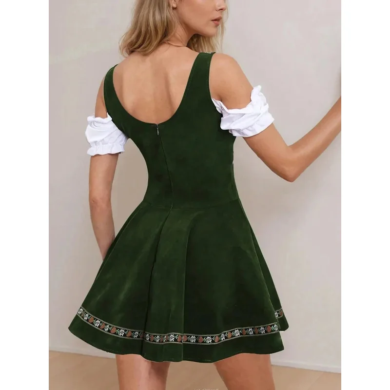 Women'S Oktoberfest Costume, Traditional Bavarian Beer Garden Velvet Dress, Halloween And Carnival Costume