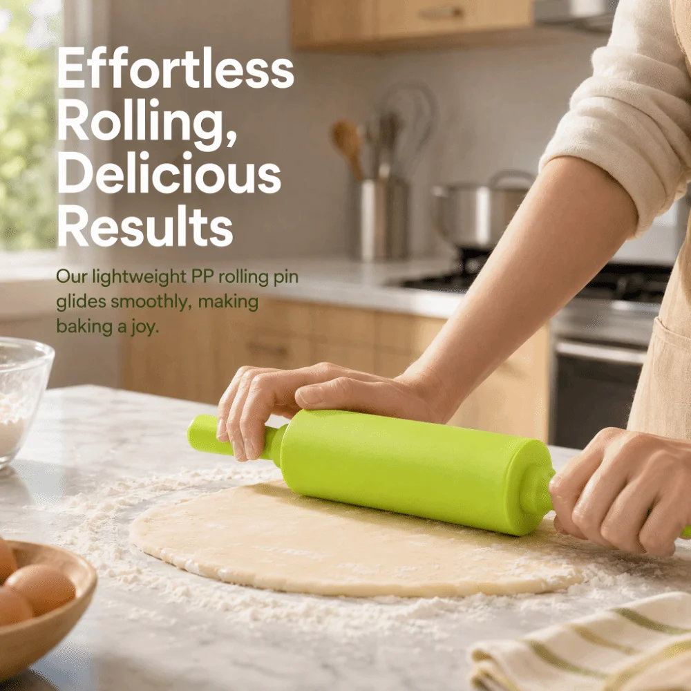 New PP Rolling Pin Handle Easy Clean Pastry Dough Roller Food Grade Comfortable Grip Non-Stick Rolling Pin Dough