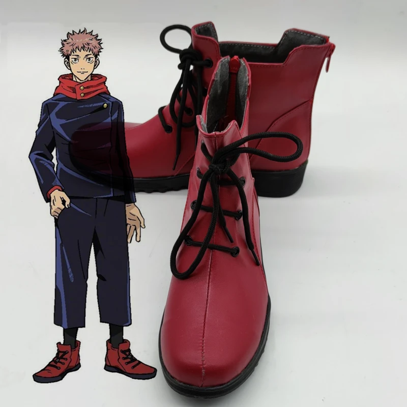 Jujutsu Mens Charactor Itadori Yuji cosplay shoes Itadori Yuji role play red boots costumes any size