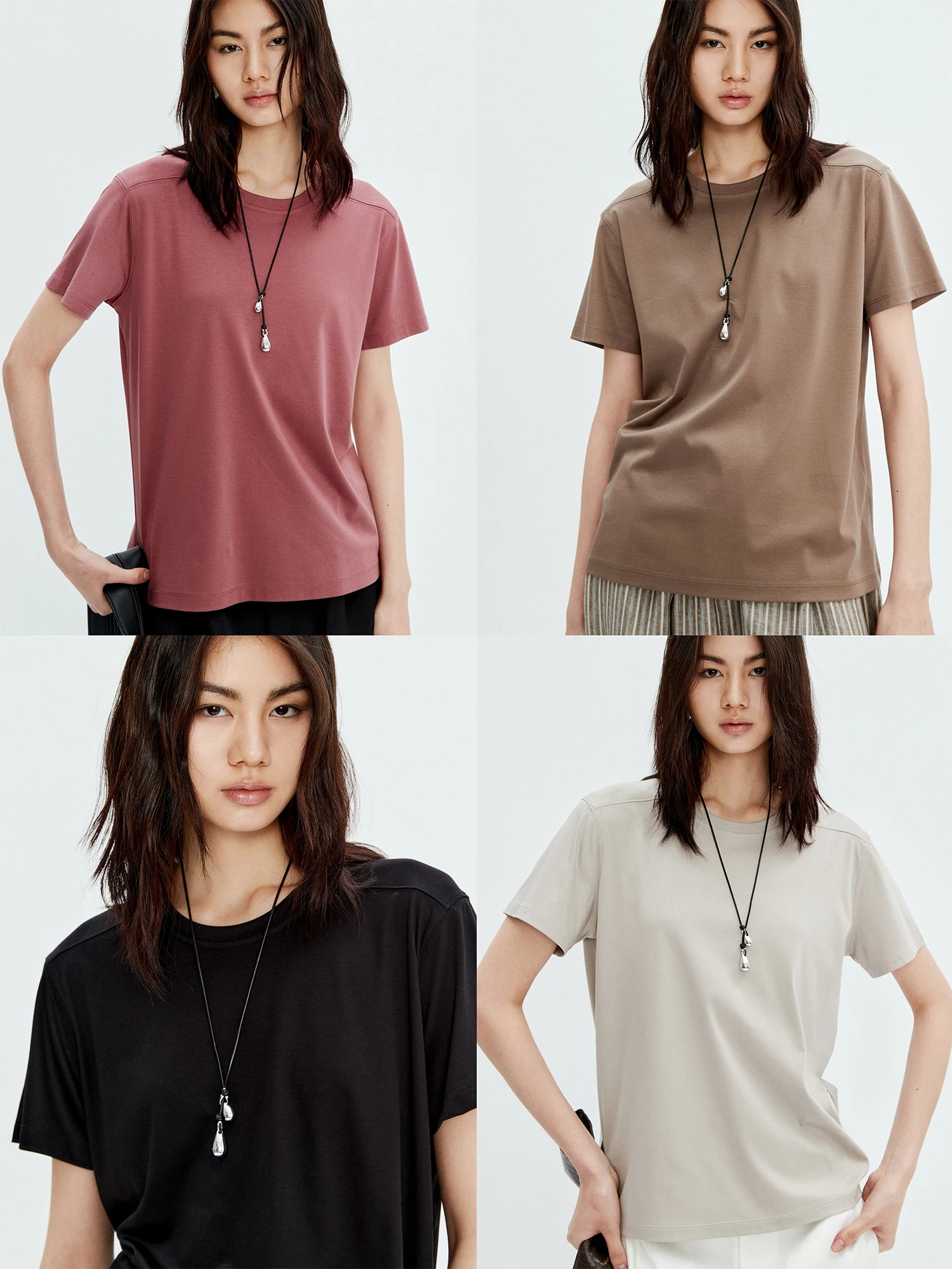 

l Comfortable Silk Cotton Modal T-irt Straight oulder Design Ba S MRS Studios 2 Colors Women's Summer Top