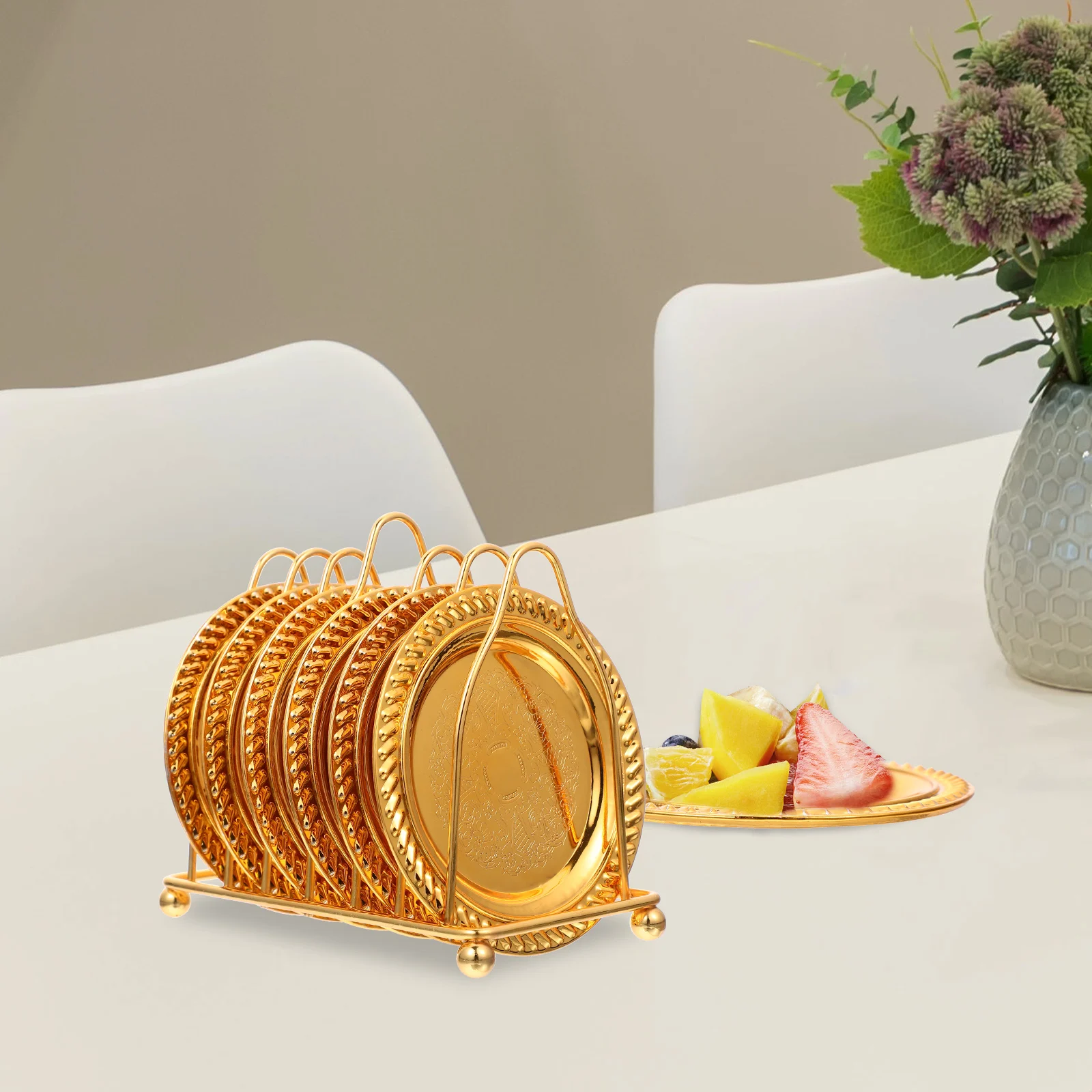 

Coffee Coaster Serving Trays Modern Design Long Lasting Material Snack Plates Appetizer Dishes Candy Dessert Food Storage Rack