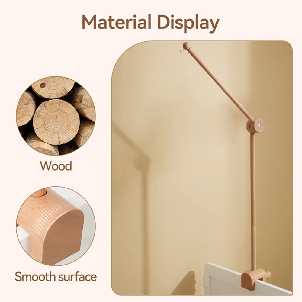 Baby Wooden Crib Mobile Support Bracket Rotatable Bed Bell Hanging Frame Safe Crib Mount Holder Newborn Hanging Toy Accessories