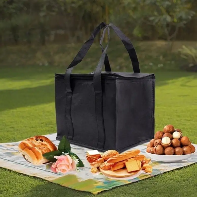 Large Insulated Delivery Bag Food Aluminum Foil Cooler Bag Foldable Portable Catering Food Bag Thermal Food Delivery Bag