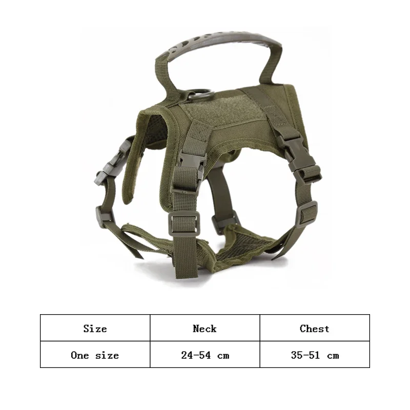 Military Tactical Cat Dog Harness Vest Collar Nylon 600D MOLLE Breathable Adjustable Chest Strap Training Walking Safety Puppy