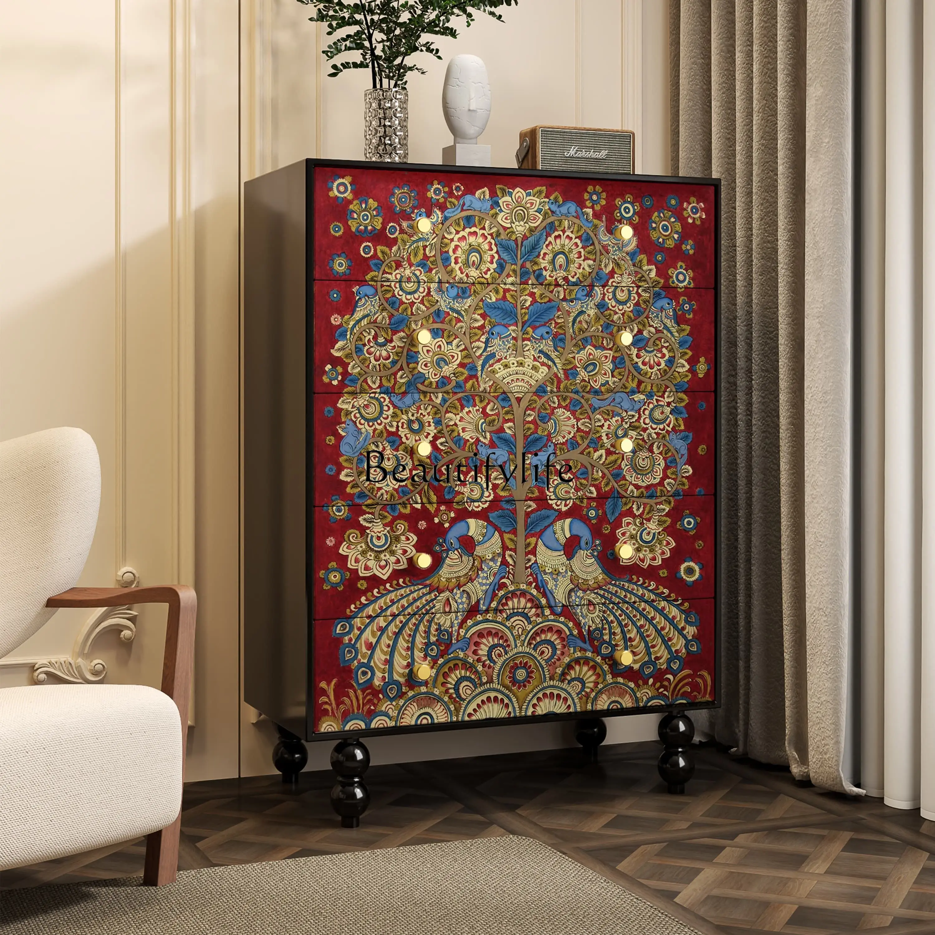 

French medieval solid wood chest of drawers B & B home restaurant Hotel decorative locker