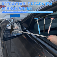Car rearview mirror wiper, telescopic handle car rearview mirror wiper, car glass cleaning tool cleaning brush