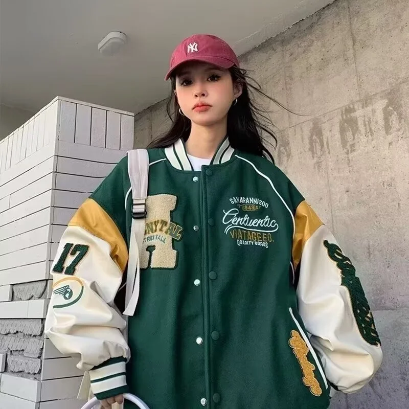 大きいサイズ 秋冬 ジャケット ベースボールジャケット メンズ ヴィンテージ風 カップル アウター カジュアル ルーズフィット カラーブロックデザイン