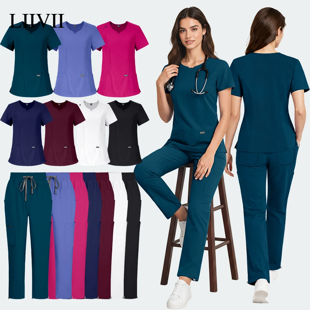 美容院スパワークトップ-ストレートパンツ高品質手術服女性病院臨床作業服医療看護服