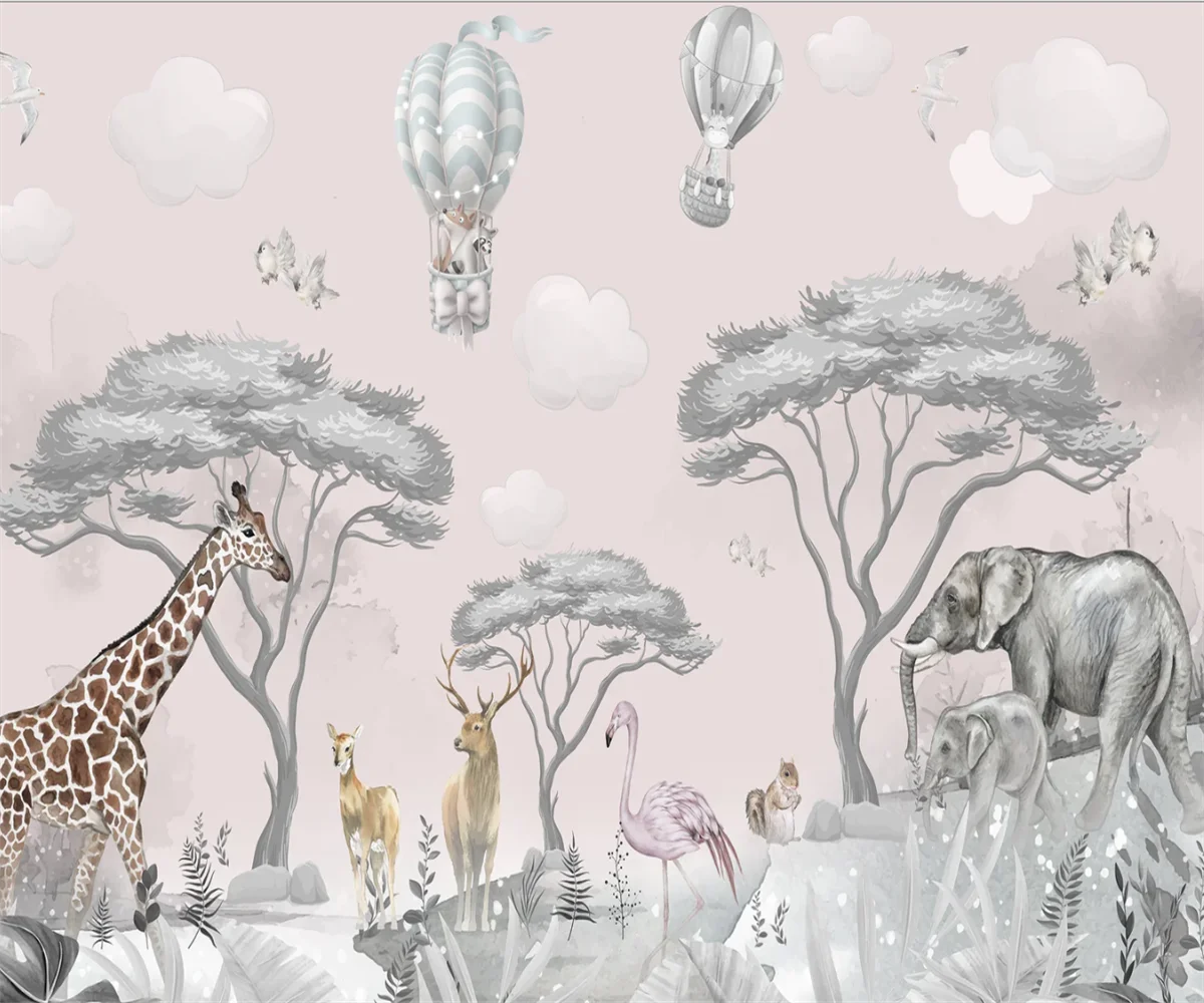 Custom Size 3D Mural Watercolo - Baby Nursery Jungle Wallpaper recension och pris