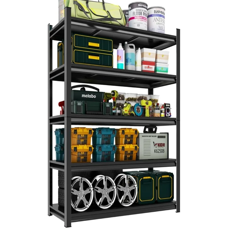 

72 H Garage Shelving Unit Garage Storage Shelves 2500LBS Heavy Duty Shelving Adjustable 5 Tier Metal Shelving Utility Shelf Sto