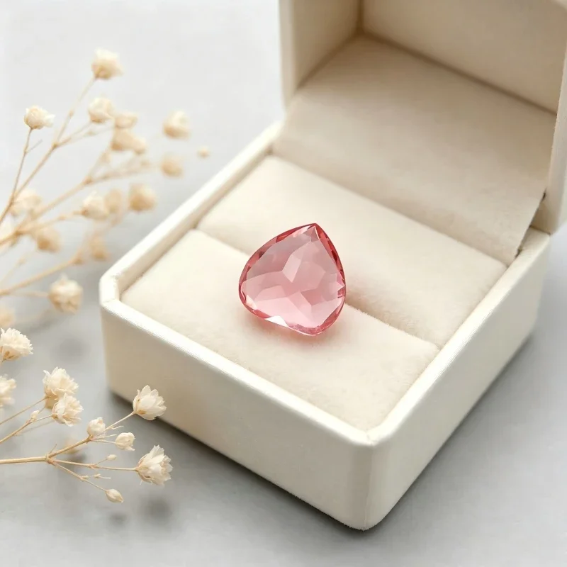 Künstlicher Edelstein Padparadscha Roter Lotus-Farbiger Herzförmiger Hochwertiger Stein mit Zertifikat – Detail 2