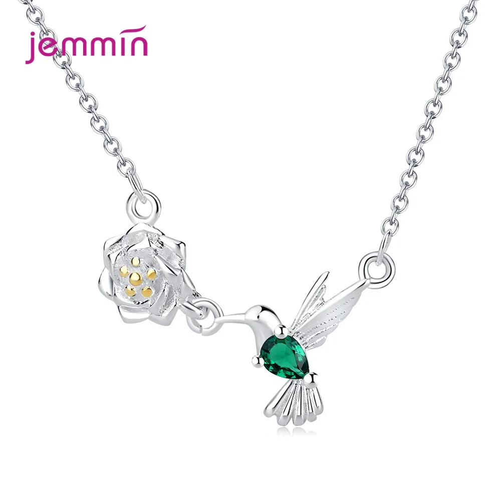 Hummingbird Pattern Shape 925 Sterling Silver Pendant Necklace For Women Girl Engagement Party Fine Jewelry Present