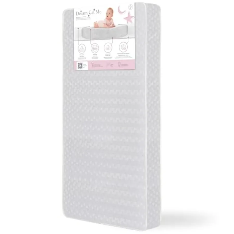 

Baby crib mattress for orthopedic support, honeycomb fiber core, gold color, waterproof vinyl cover, JPMA certified, 5-inch fir