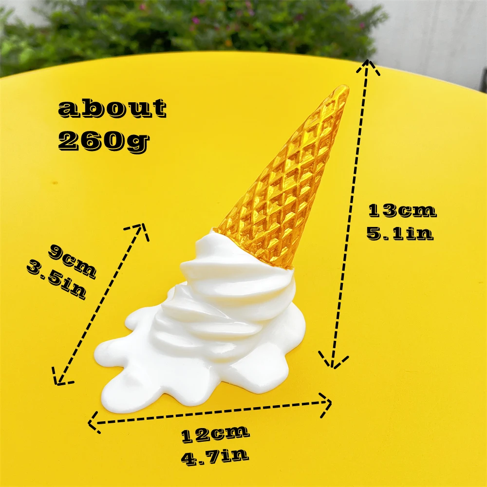 Funny Prankish Melted Ice Cream Model Prop Desktop Stand Hilarious Accessory 5.1in Cute Quirky Tool Colorful Hang the Key Decora