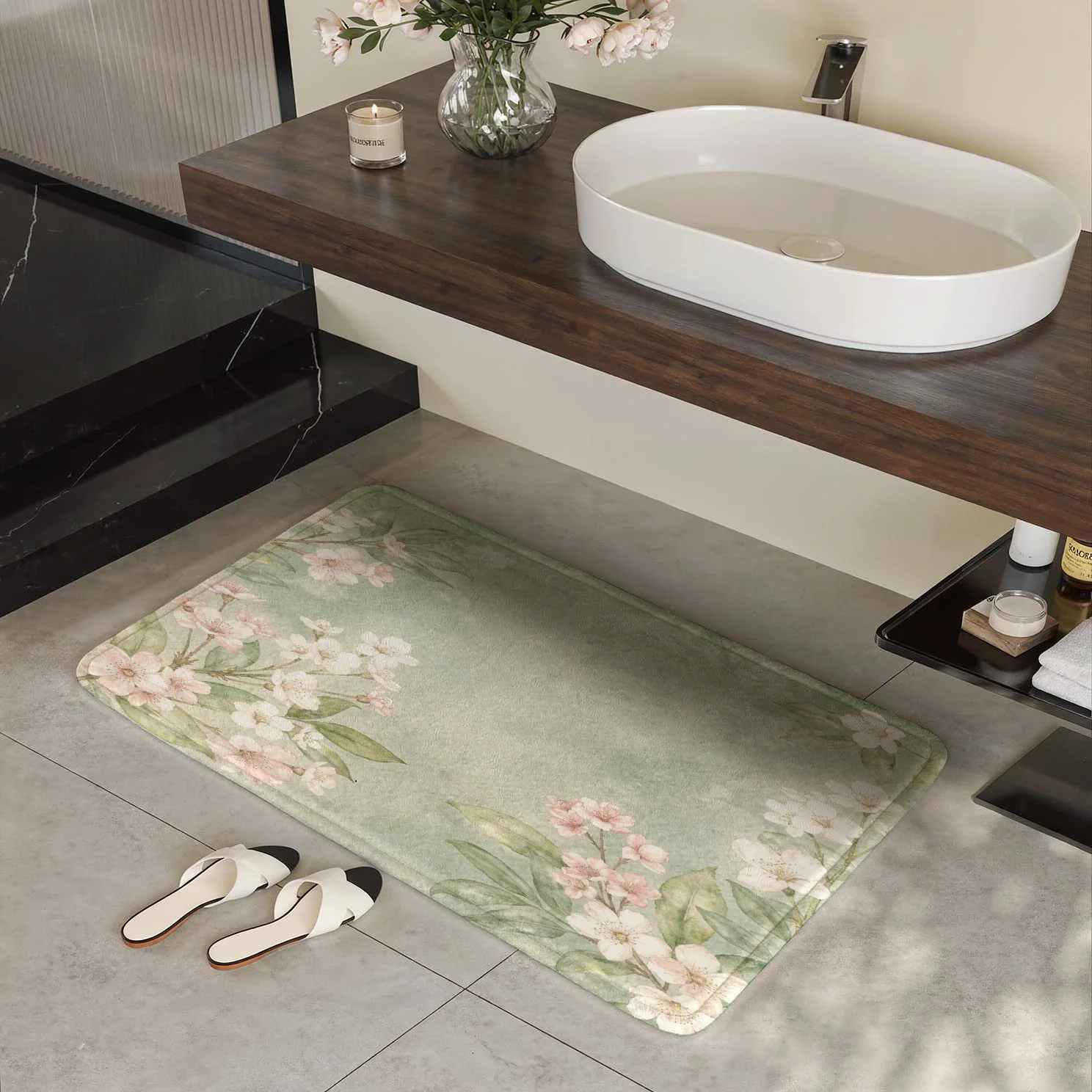 Exquisite Floral Cottage Garden Doormat Entrance Mat Runner Rug for Hallway Entryway Decor Spring Home Decorating Indoor Outdoor