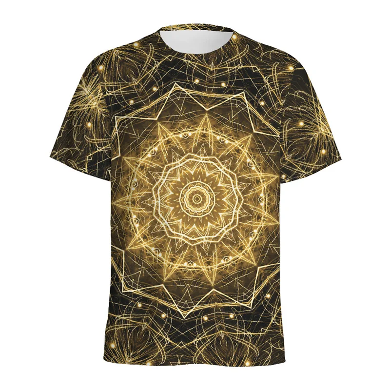 Colorful Kaleidoscope 3D Printed T-shirt For Men Psychedelic Pattern T Shirt Summer Casual Short Sleeves Round Neck Tee Shirts