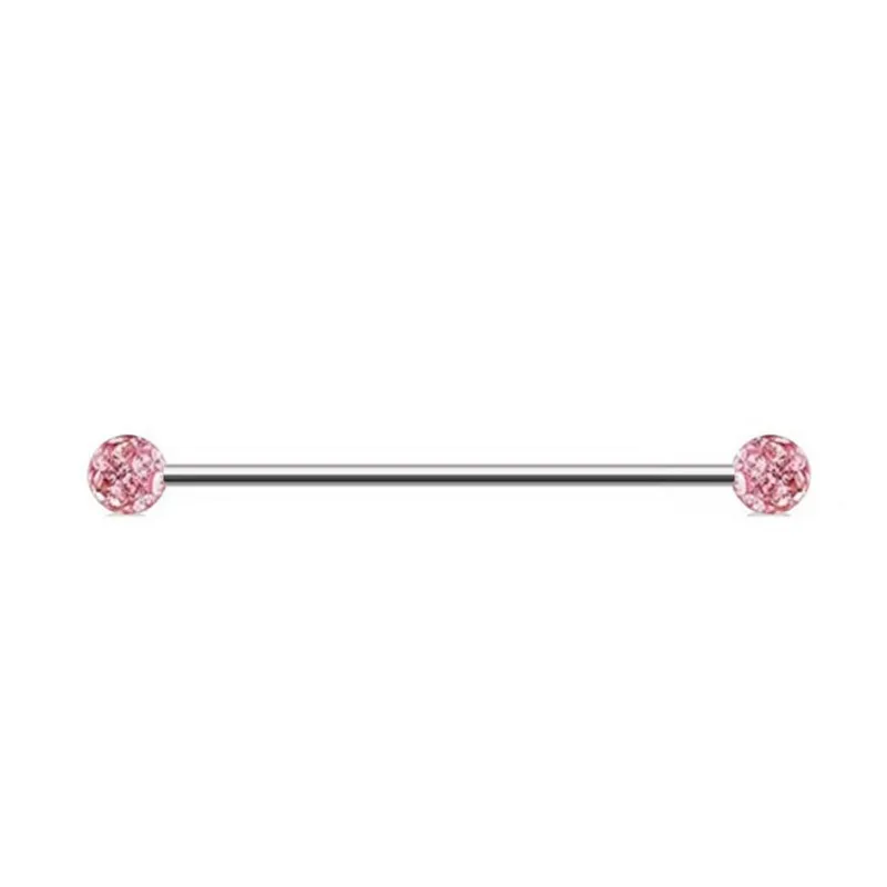 1PC Acciaio Chirurgico Zircone Bilanciere Industriale Cristallo CZ Cuore Palla Lungo Ponte Auricolare Orecchino Trasversale Donne Body Piercing