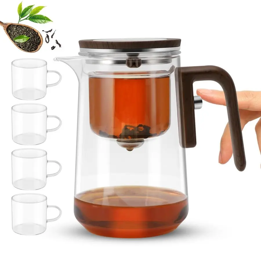 

Magic Glass Teapot, Dispenser Glass Teapot, Teapots with Water Filler and Strainer, Enchantipot Magic Pot, Press Control Magicia