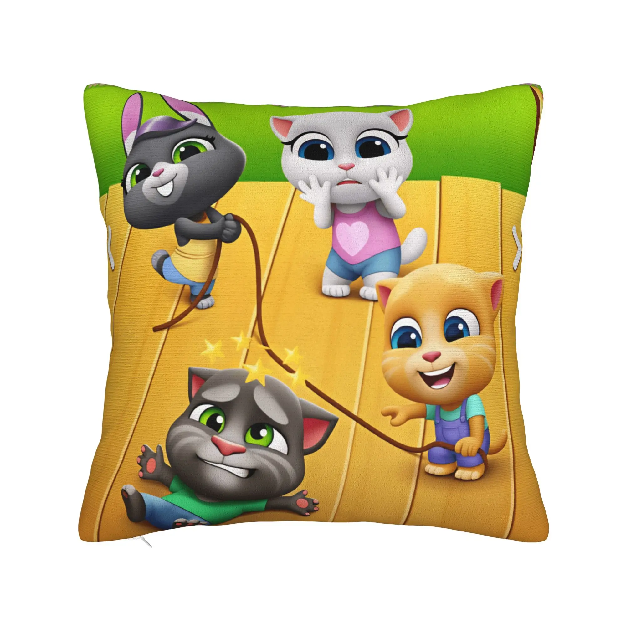 Decorative T-Talking T-Tom And F-Friends Pillow Case  Cute Funny Pillow Cover Comfy Pillowcases For Sofa Bedroom Home Decor