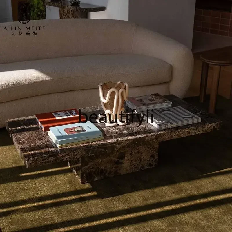 

11841Q Q Italian light luxury natural marble coffee table living room designer high-end villa Nordic