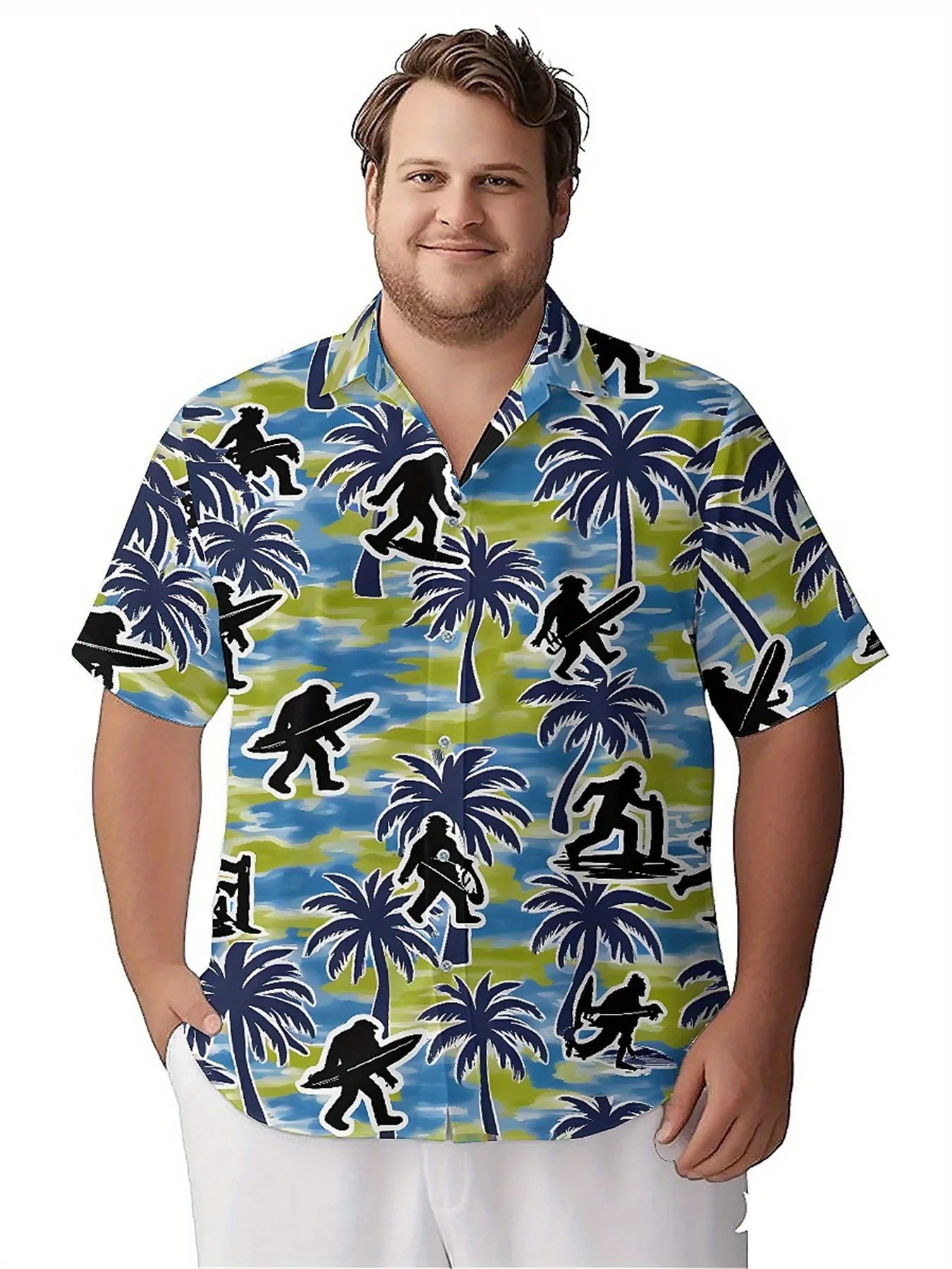 Men's Plus Size Hawaiian Shirts Amazon Hot Surfing Theme pattern,Unisex Baggy Aloha Shirts,summer Alternative Clothing