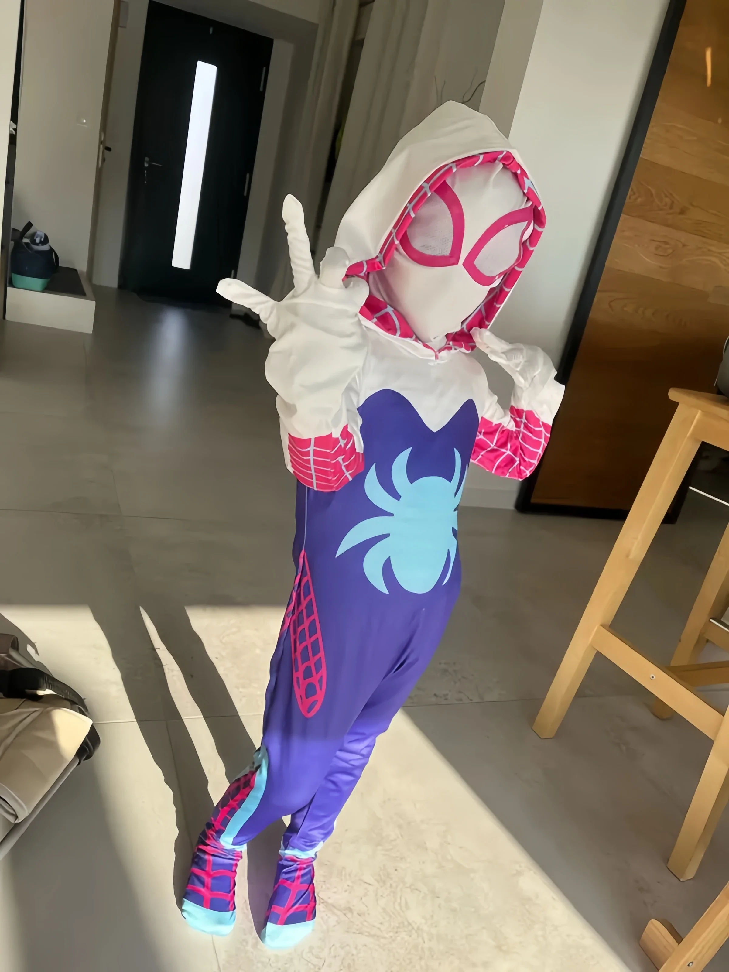 متوفر في المخزون جوين ستايسي سبايدر زي ارتداءها بذلة الكبار هالوين تأثيري زي حفلة الخيال فستان قناع هوديس البدلة #6