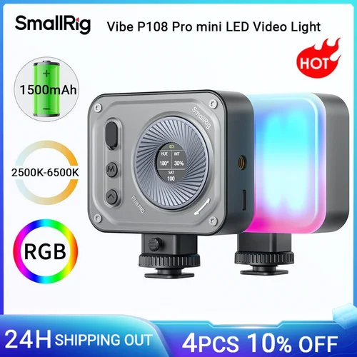 SmallRig Vibe P108 Pro Mini luz de vídeo RGB, luz de cámara Led portátil para fotografía, 12 efectos para Sony YouTube Vlogging 4661