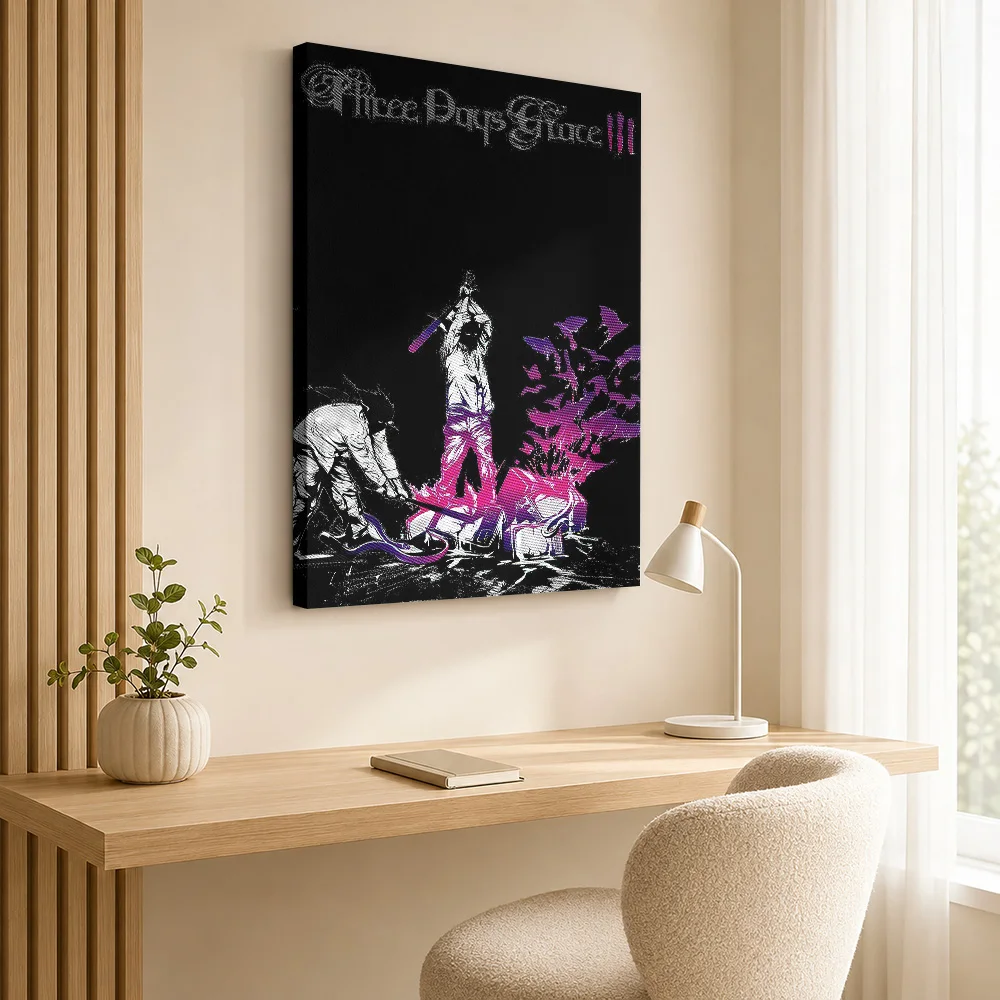 Three Days Grace III Album Canvas Painting Poster Grunge Style Wall Decor With Personalized Photo For Home Office Ideal Fan Gift