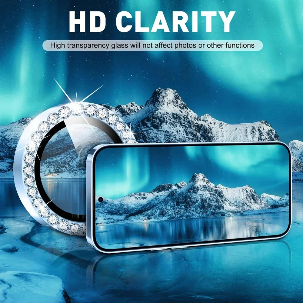 Diamond Camera Lens Protector Voor Samsung Galaxy A16 4G 5G A06 Glanzend Gehard Glas Terug Lens Legering metalen Ring Sumsung A16 16A