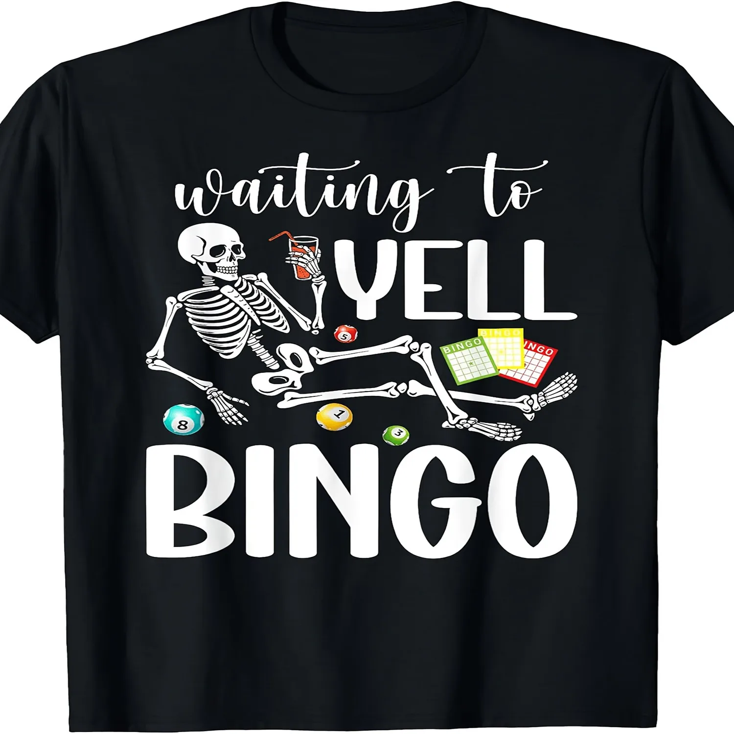 Waiting to Yell Bingo Lover Bingo Player Bingo Enthusiasts T-Shirt Men'S Quick Dry Polyester T-Shirt Breathable Lightweight Summer Casual Crew Neck Wrinkle Free Solid Color for Office Gym Daily W lightweight tshirt, unisex t-shirt