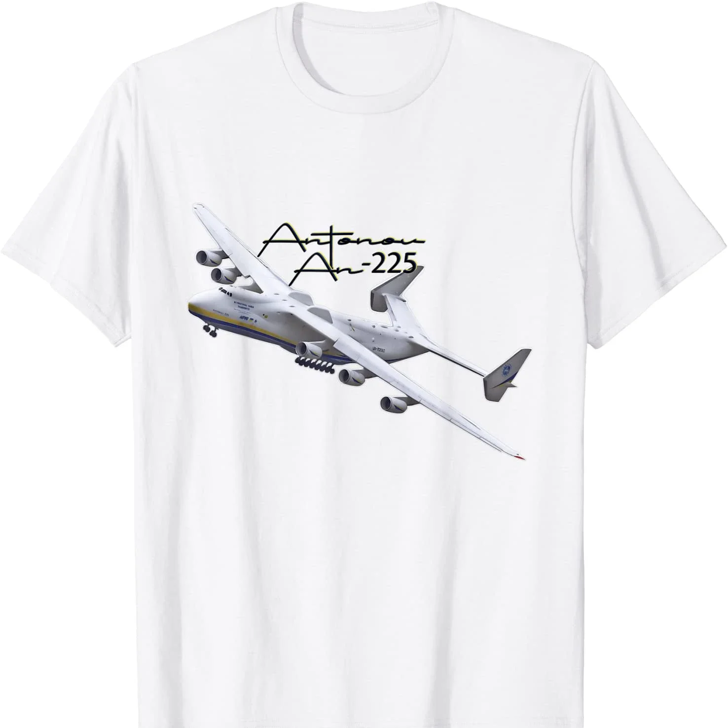Camiseta de avión de carga aerolínea estratégica soviética ucraniana Antonov AN-225 Mriya. Camiseta para hombre con cuello redondo y manga corta de algodón premium