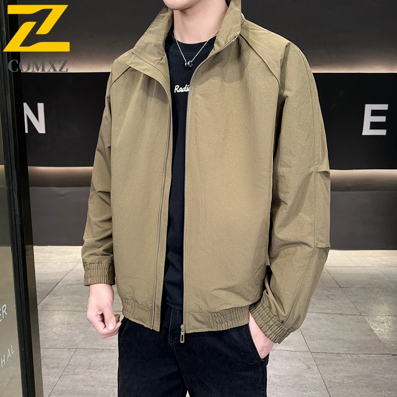 

COMXZ 2026 Trendy Jacket Men Spring Autumn Casual Collar Baseball Suit Coat Street Clothing Korean Windproof Windbreaker Jackets
