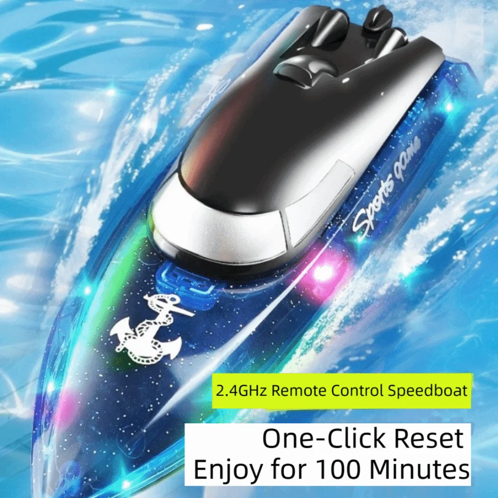 High Speed Remote Control Boat Toy Waterproof Dual Motors Electric Boat Toy 2.4GHz Rechargeable Racing Boat Toy Summer Gifts