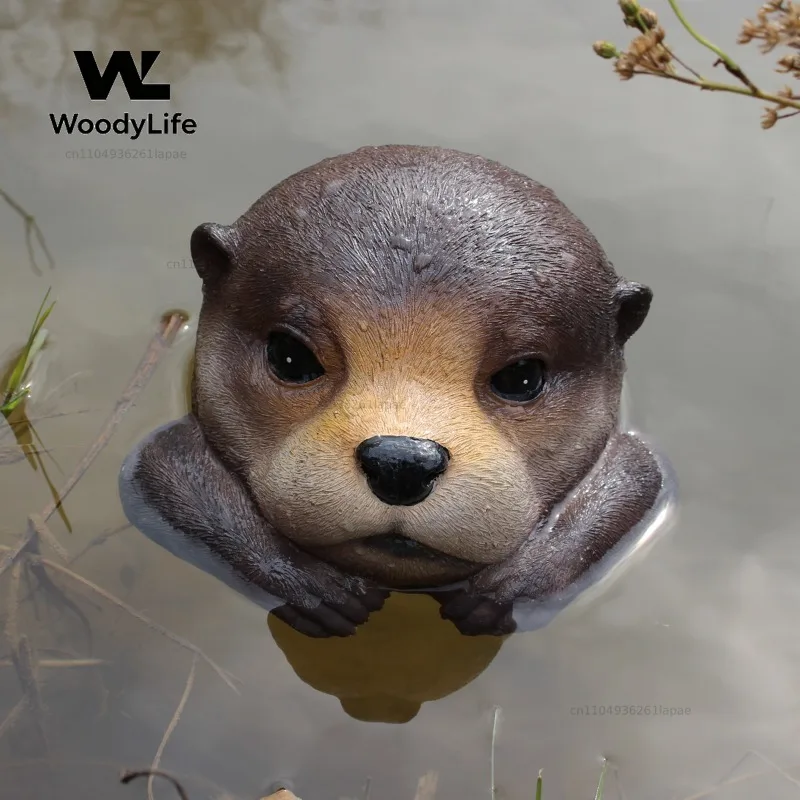 Outdoor Garden Garden Pond Decoration Landscaping Simulation Animal Otter Head Floating Resin Crafts