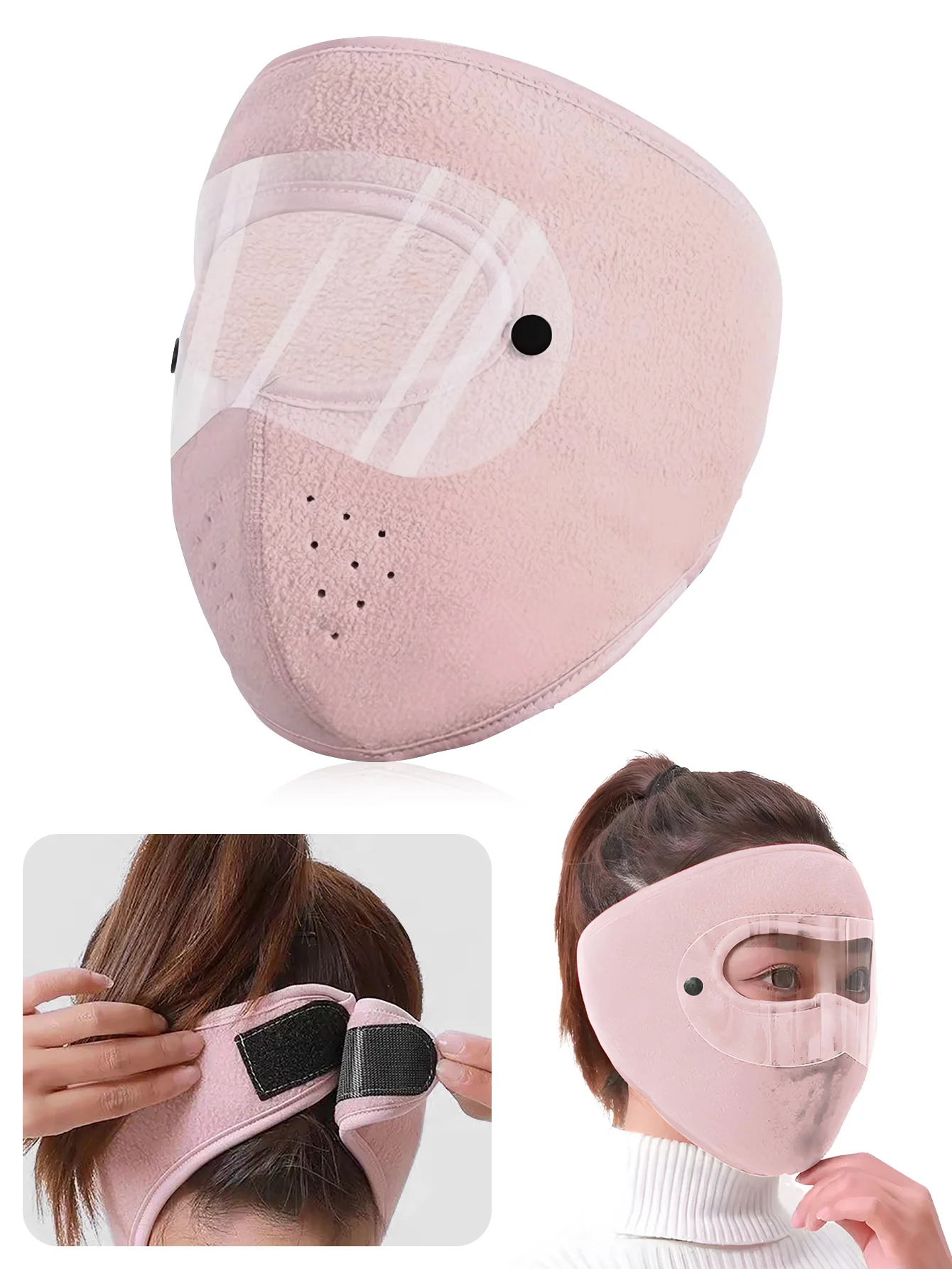 Motorcycle Cycling Mask Winter Windproof Warm Running Full Face Cover Headwear with HD Anti-fog Face Shield for Climbing Skiing