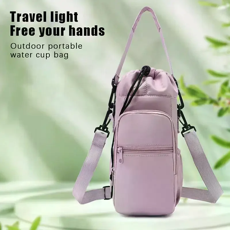 Portable Running Sport Water Bottle Cover With Strap Cup Sleeve Phone Bag Outdoor Camping Accessories Gym Water Bottle Bag