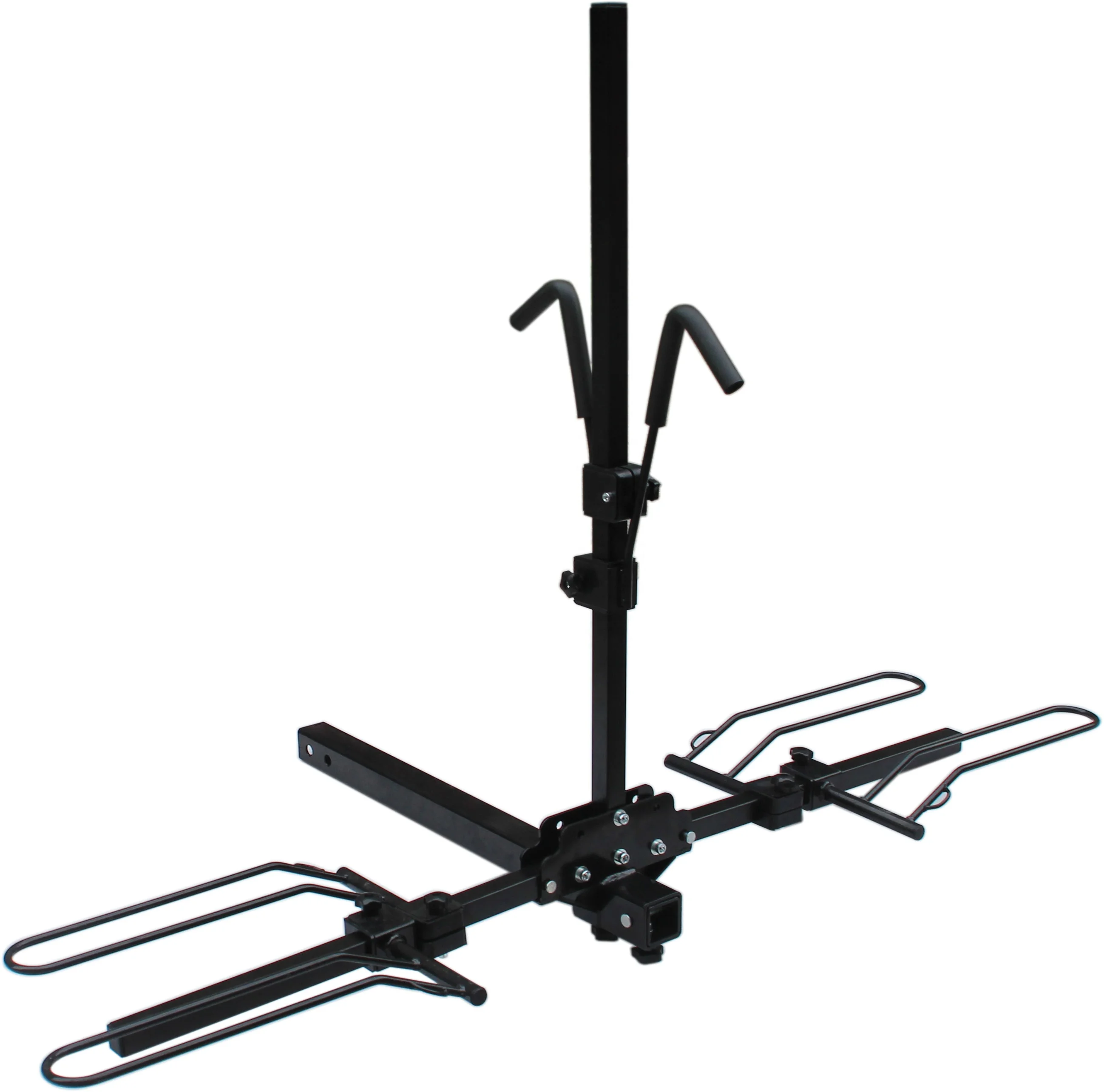 Black Steel Hitch Mount Folding Bicycle Carrier Rack Load 2 Bikes Universal Powder Coated for Car
