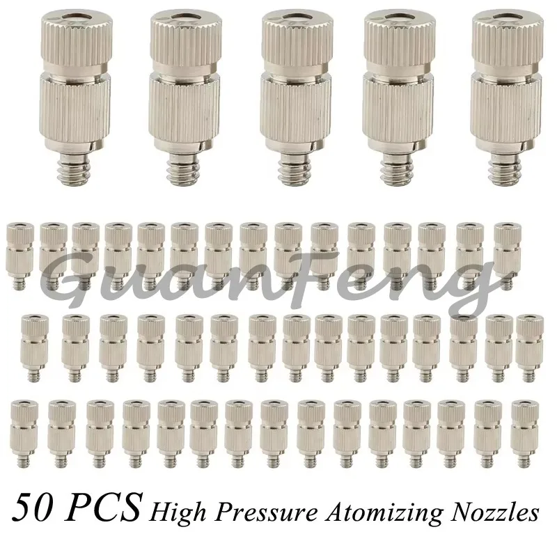 High Pressure Garden Misting Nozzle, 50Pcs Brass Fog Atomizing Nozzles, Replacement Spray Nozzle for  Cooling Mister System
