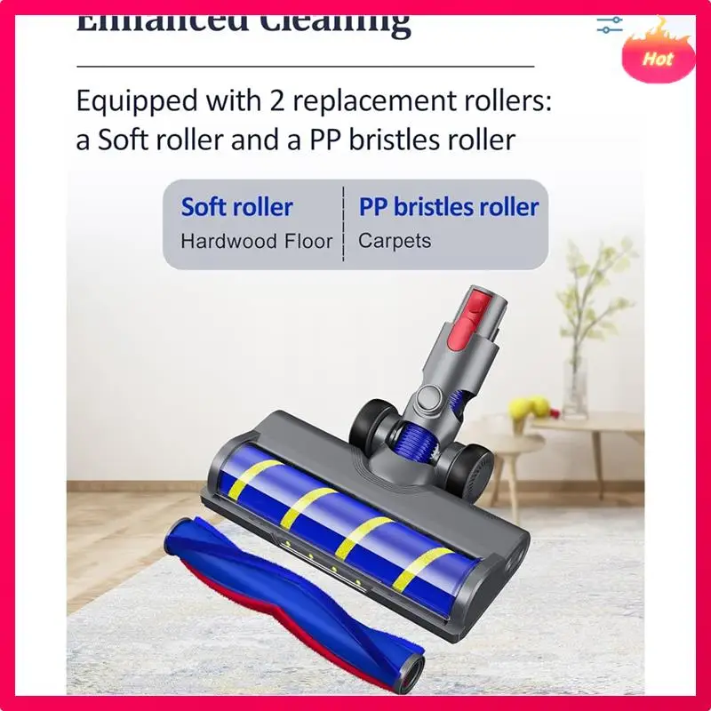 AD-ชั้นสิ่งที่แนบมาสําหรับ Dyson V7 V8 V10 V11 V15 เครื่องดูดฝุ่นพร้อมไฟ LED เปลี่ยนหัวแปรง + V ขนแปรง Roller