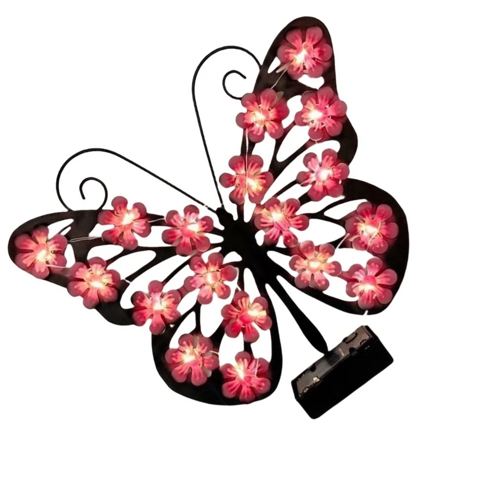 Patio Decoration Lamp Solar Lamp Metal Garden Ornament Winged Wall Decor Warm Visual Effect Metal And Solar Components