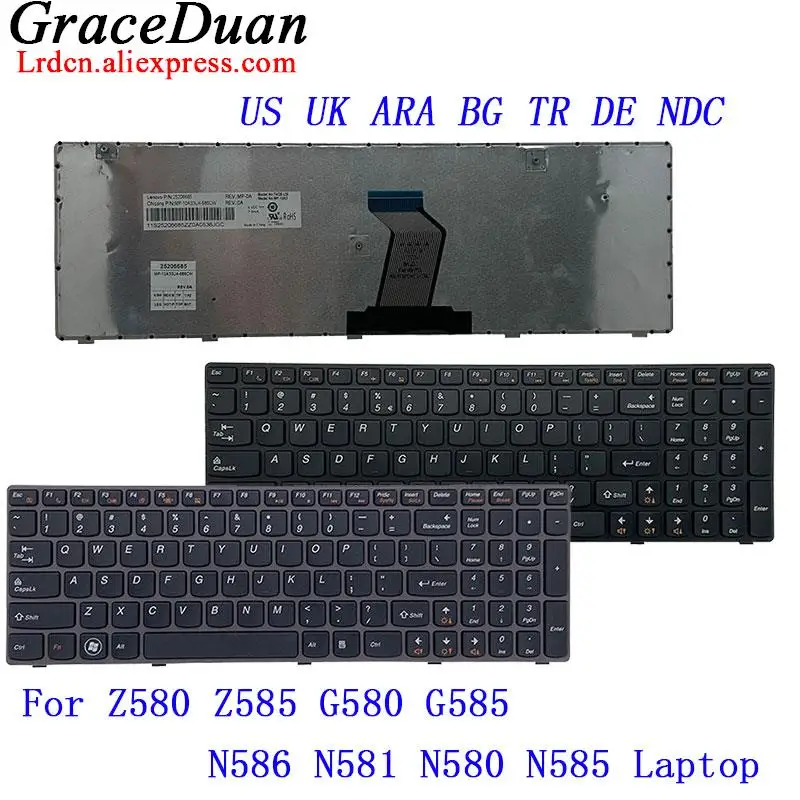 for Lenovo Z580 Z585 G580 G585 N586 N581 N580 N585 Laptop ARA Arabic BG Bulgaria DE German NDC Nordic TR Turkish UK US English