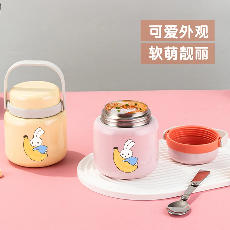 

Miffy Rabbit Cartoon Cute Silver Ear Stewed Cup 316 Portable and Heat Preserving Breakfast Lunch Box